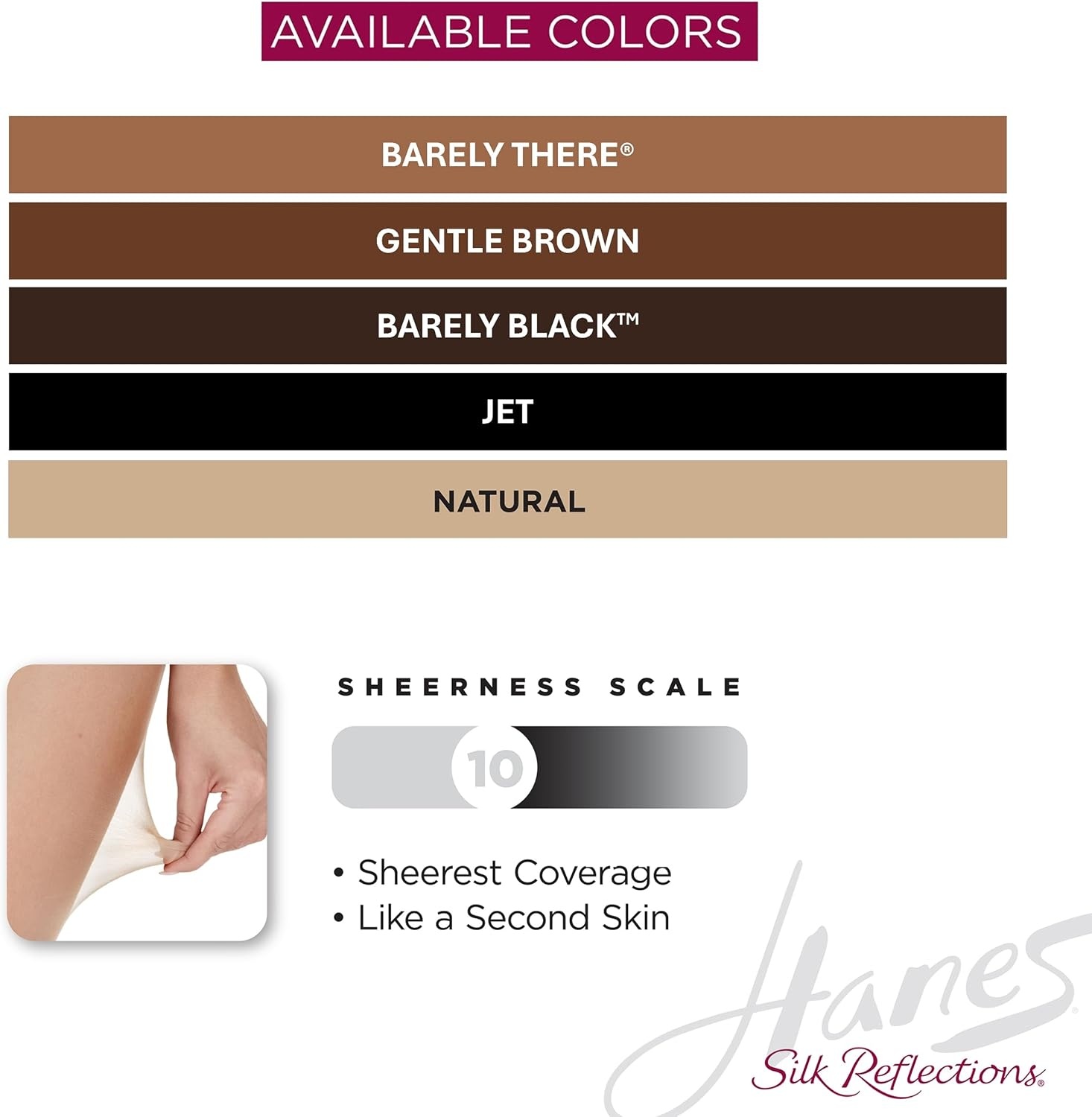 image:imageHanes Silk Reflections Womens Run Resist Control Top Sheer Toe Ultra Sheer PantyhoseNatural