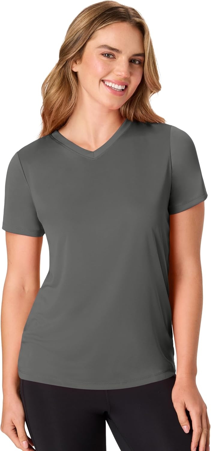 image:imageHanes Womens Athletic TShirt Cool DRI VNeck Performance TeeBlack Grey Heather Navy Heather