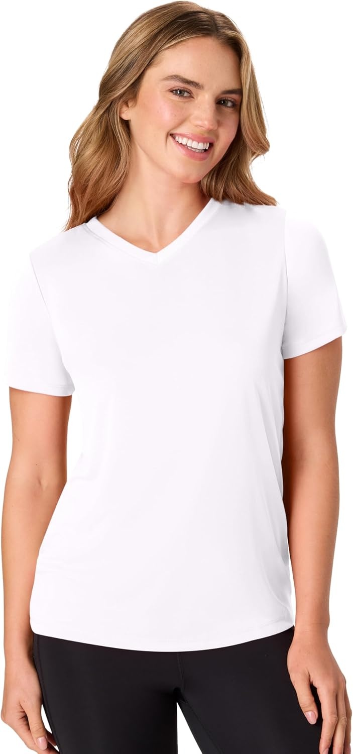 image:imageHanes Womens Athletic TShirt Cool DRI VNeck Performance TeeBlack Grey Heather Navy Heather