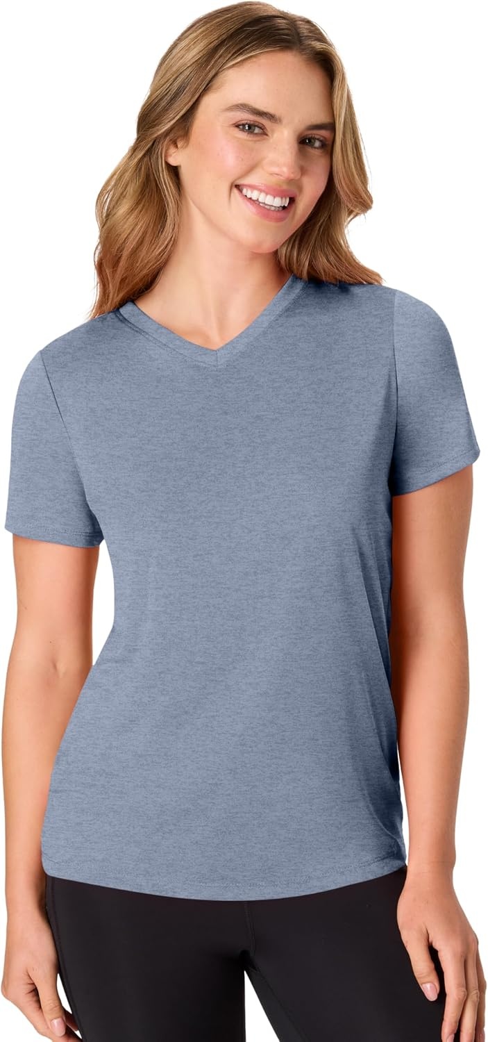 image:imageHanes Womens Athletic TShirt Cool DRI VNeck Performance TeeBlack Grey Heather Navy Heather