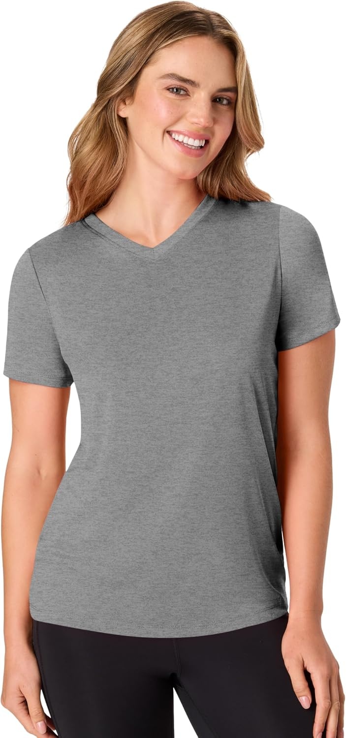 image:imageHanes Womens Athletic TShirt Cool DRI VNeck Performance TeeBlack Grey Heather Navy Heather