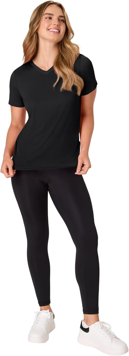 image:imageHanes Womens Athletic TShirt Cool DRI VNeck Performance TeeBlkWhtNvy