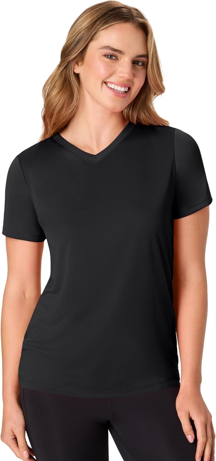 image:imageHanes Womens Athletic TShirt Cool DRI VNeck Performance TeeBlkWhtNvy