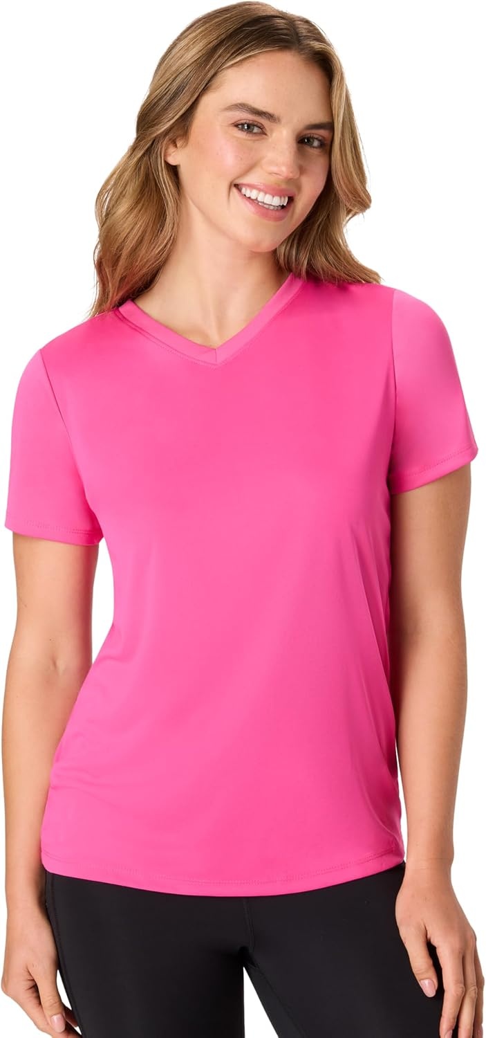 image:imageHanes Womens Athletic TShirt Cool DRI VNeck Performance TeeBlkWhtNvyPnkBl