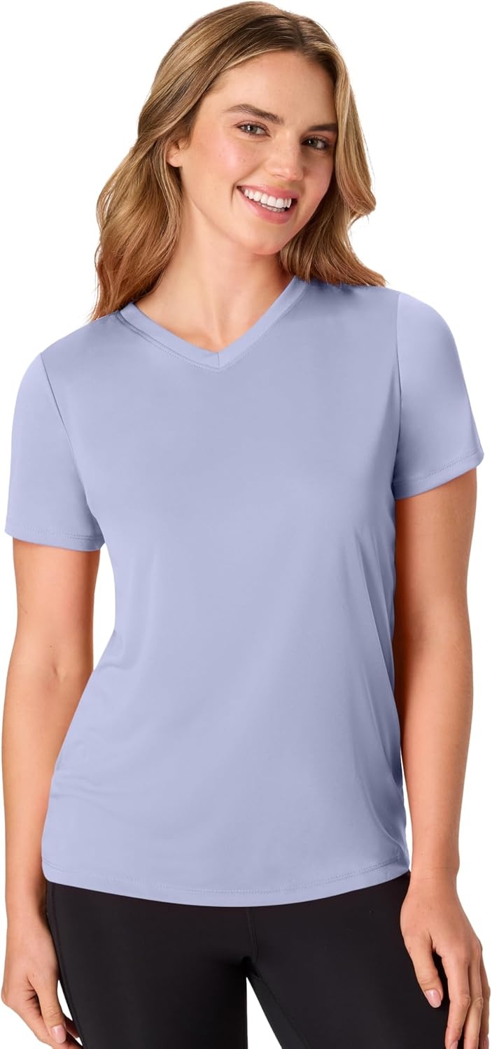 image:imageHanes Womens Athletic TShirt Cool DRI VNeck Performance TeeGrey Heather Navy Heather Charcoal Peri Blue