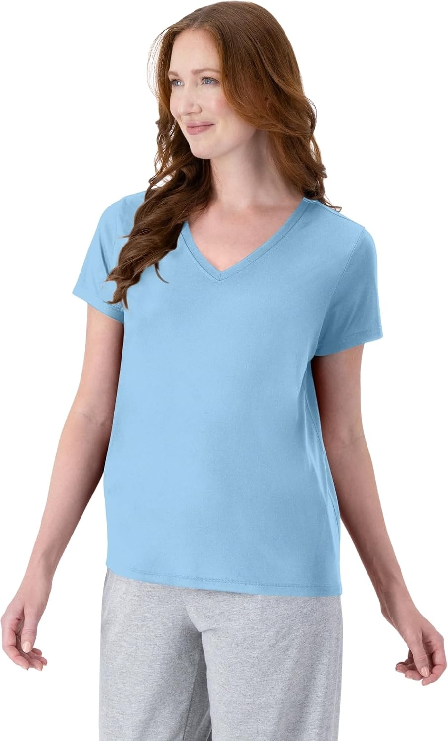 image:imageHanes Womens Athletic TShirt Cool DRI VNeck Performance TeeLight Blue 1 Pack