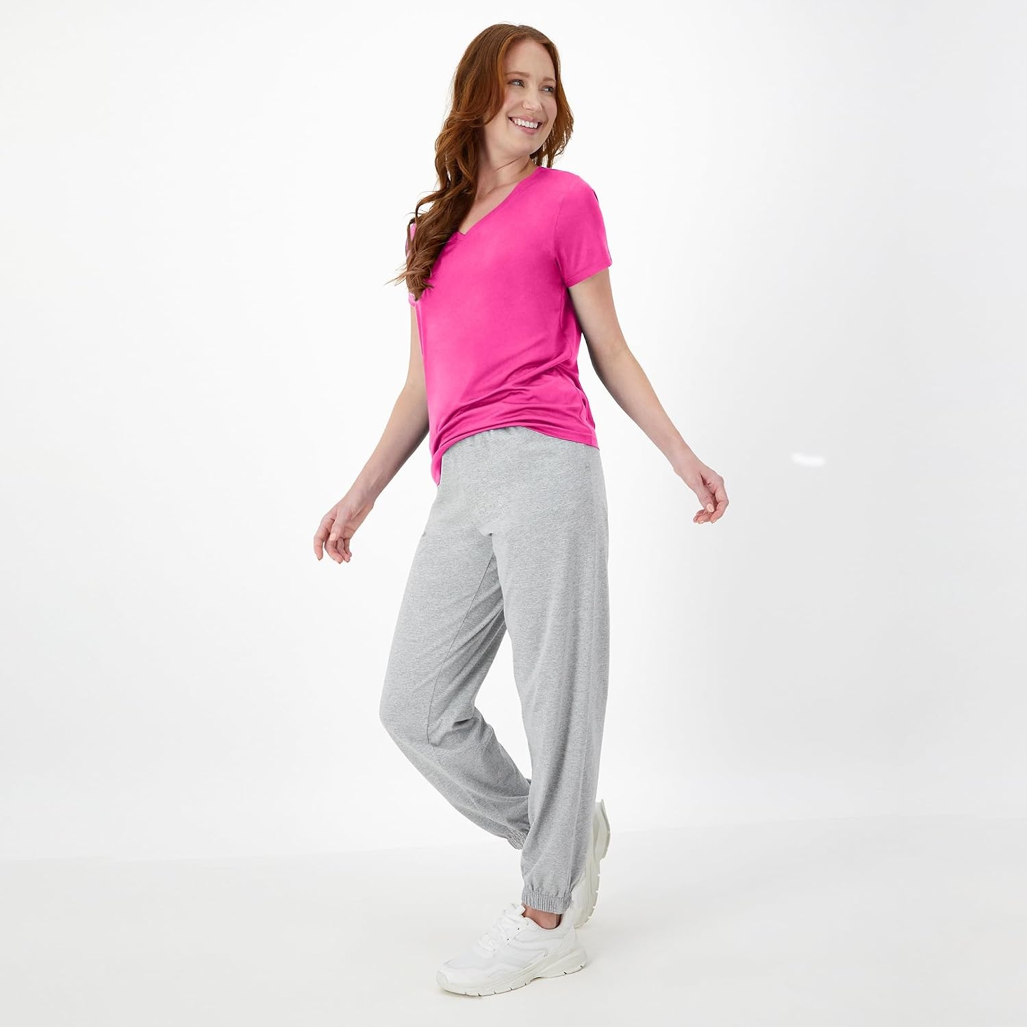 image:imageHanes Womens Athletic TShirt Cool DRI VNeck Performance TeeWow Pink 1 Pack
