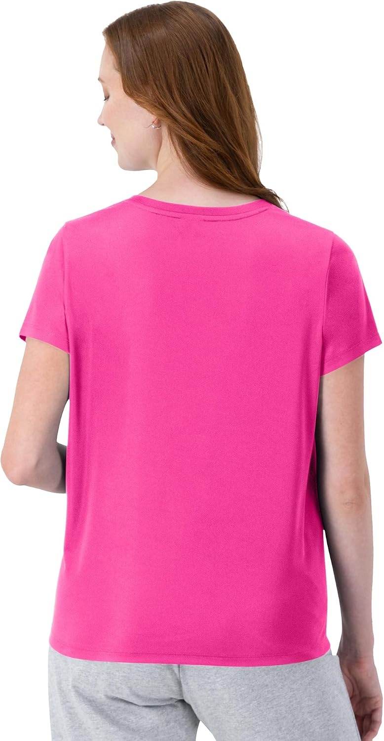 image:imageHanes Womens Athletic TShirt Cool DRI VNeck Performance TeeWow Pink 1 Pack