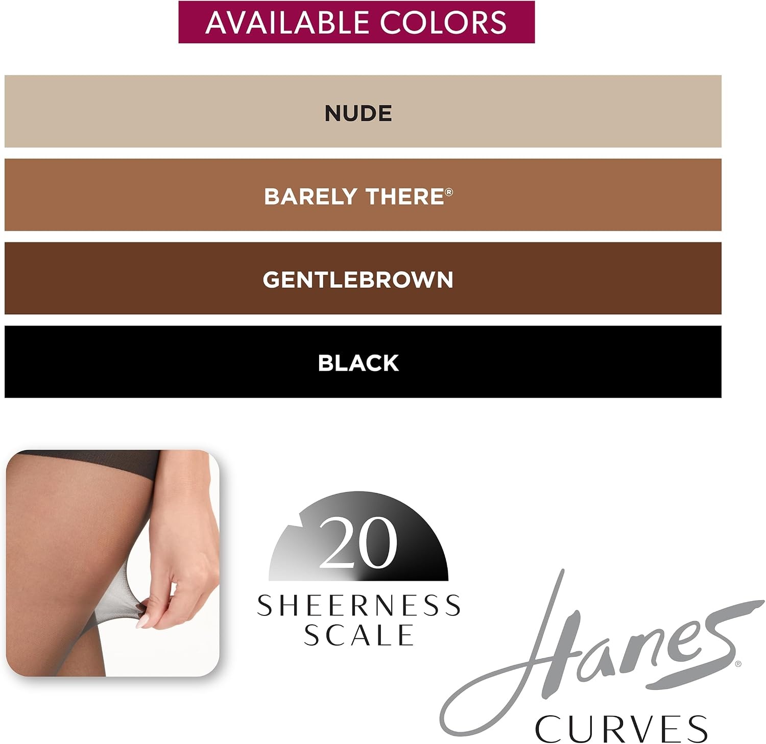 image:imageHanes Womens Curves Control Top Sheer Toe Silky Sheer Pantyhose With Wicking Cool ComfortBlack Pack of 3