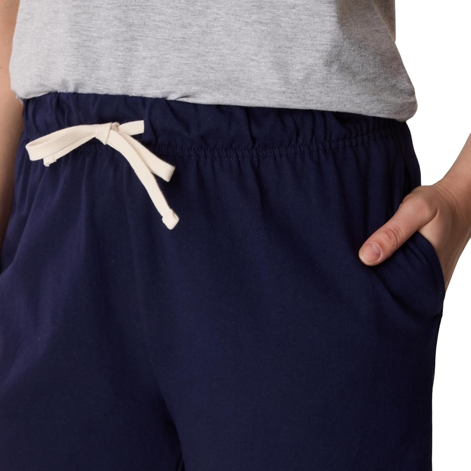 image:imageHanes Womens Essential Drawstring Shorts Cotton Shorts for Women Adjustable ShortsAthletic Navy