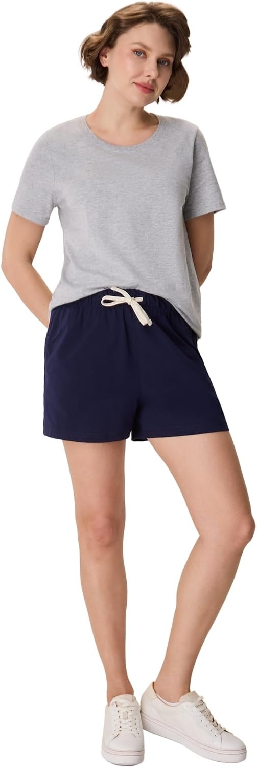 image:imageHanes Womens Essential Drawstring Shorts Cotton Shorts for Women Adjustable ShortsAthletic Navy