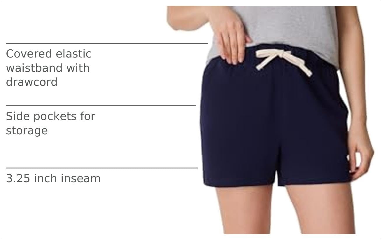 image:imageHanes Womens Essential Drawstring Shorts Cotton Shorts for Women Adjustable ShortsAthletic Navy