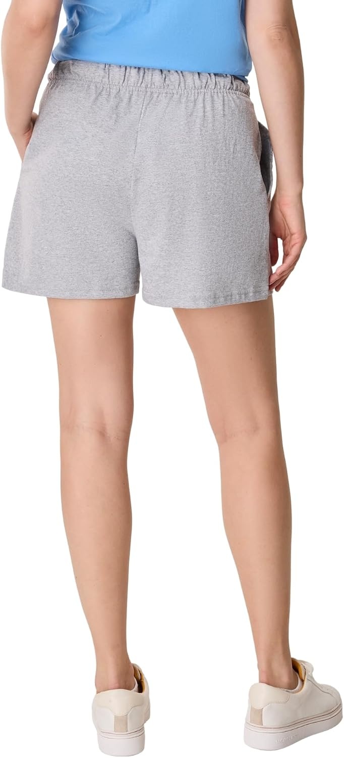 image:imageHanes Womens Essential Drawstring Shorts Cotton Shorts for Women Adjustable ShortsLight Steel