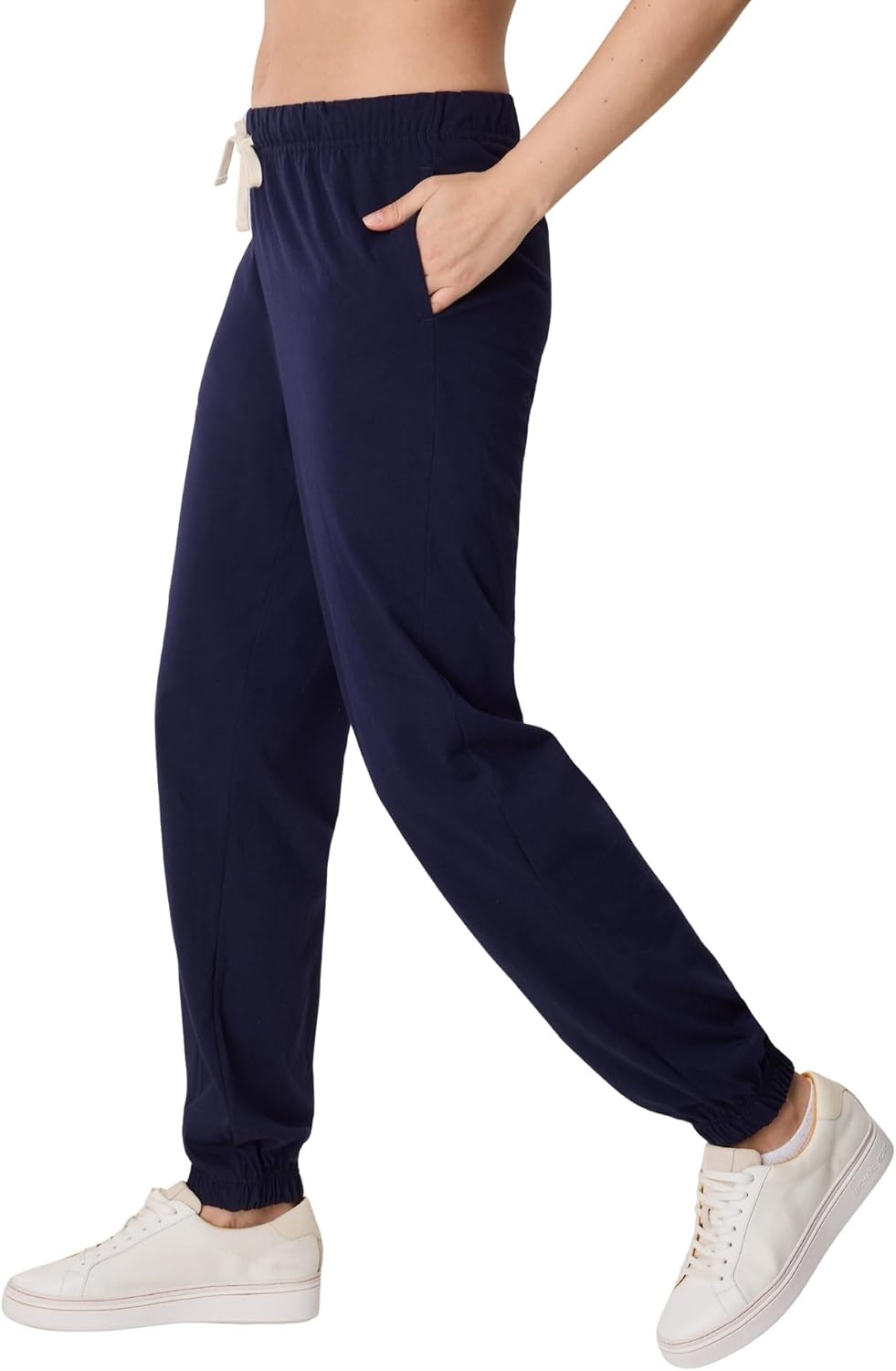 image:imageHanes Womens Essentials Cotton Joggers Jersey Drawstring Pants for WomenAthletic Navy