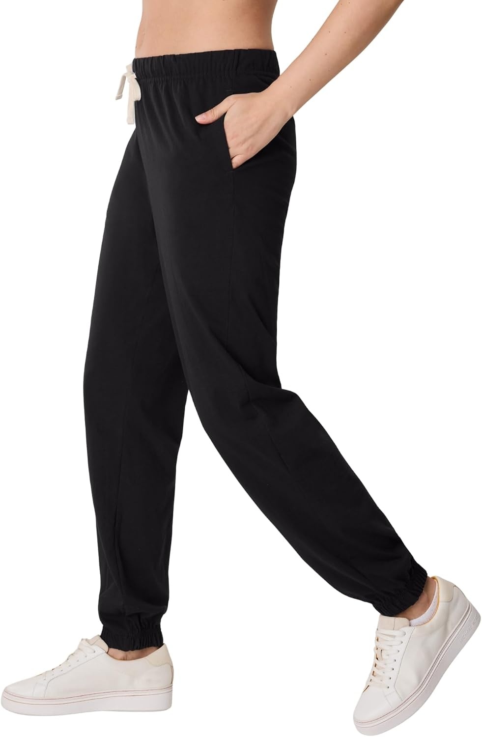 image:imageHanes Womens Essentials Cotton Joggers Jersey Drawstring Pants for WomenBlack