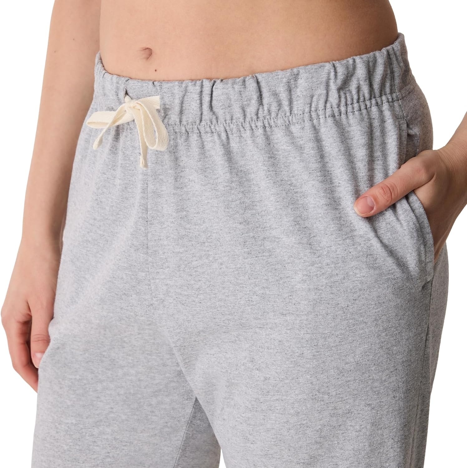 image:imageHanes Womens Essentials Cotton Joggers Jersey Drawstring Pants for WomenLight Steel