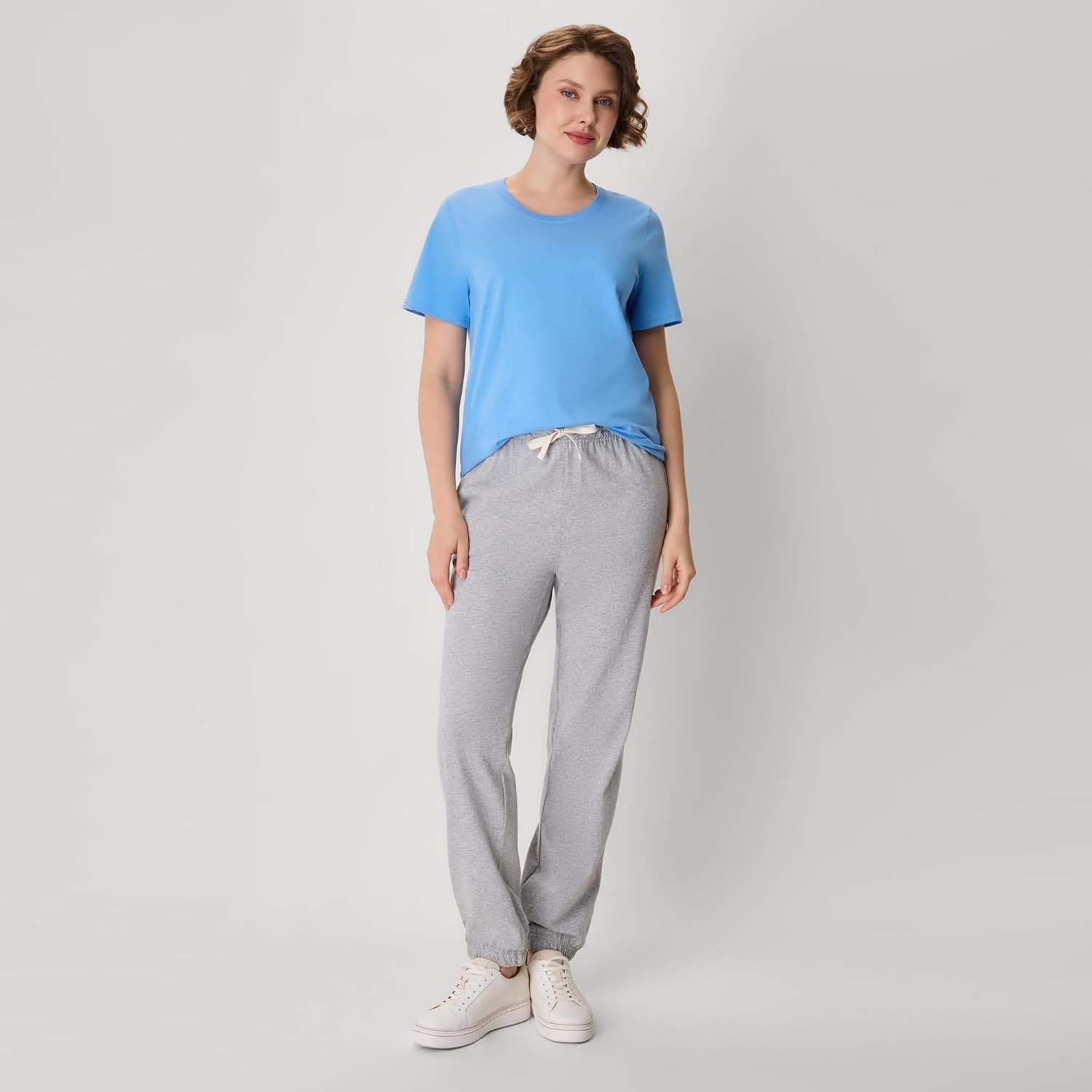 image:imageHanes Womens Essentials Cotton Joggers Jersey Drawstring Pants for WomenLight Steel