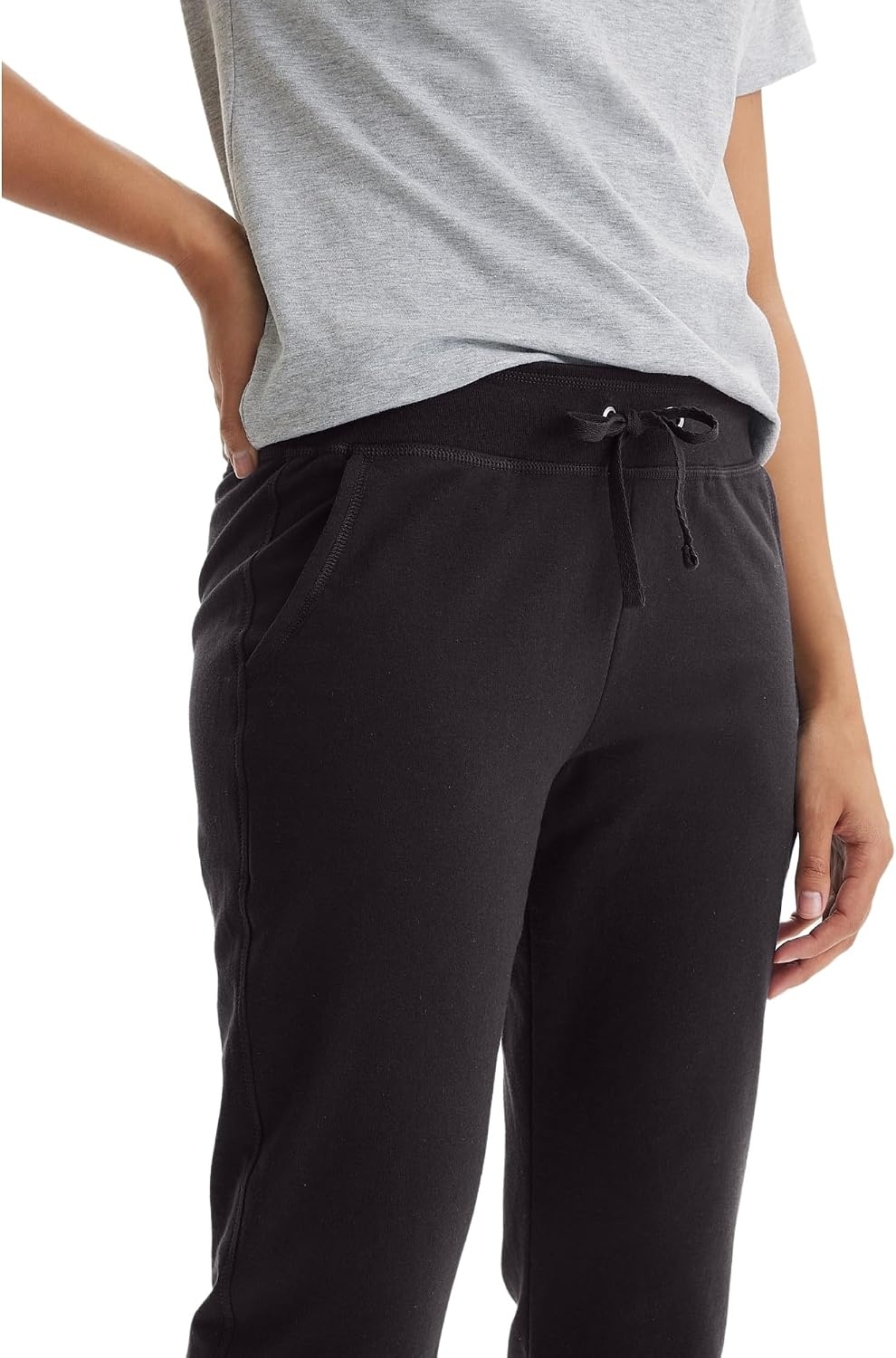 image:imageHanes Womens French Terry Pants Pocket Lounge Pants for Women LighterThanFleece Loungewear 31Black