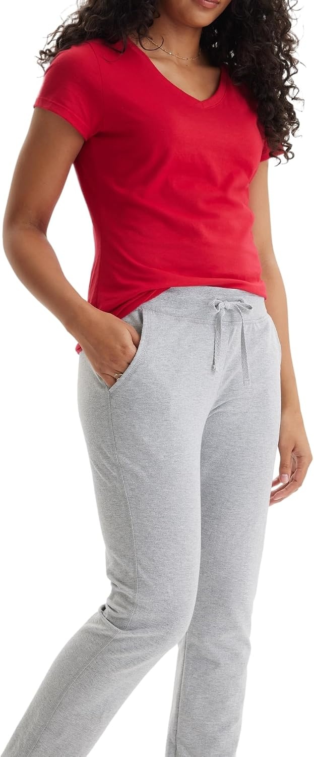 image:imageHanes Womens French Terry Pants Pocket Lounge Pants for Women LighterThanFleece Loungewear 31Light Steel