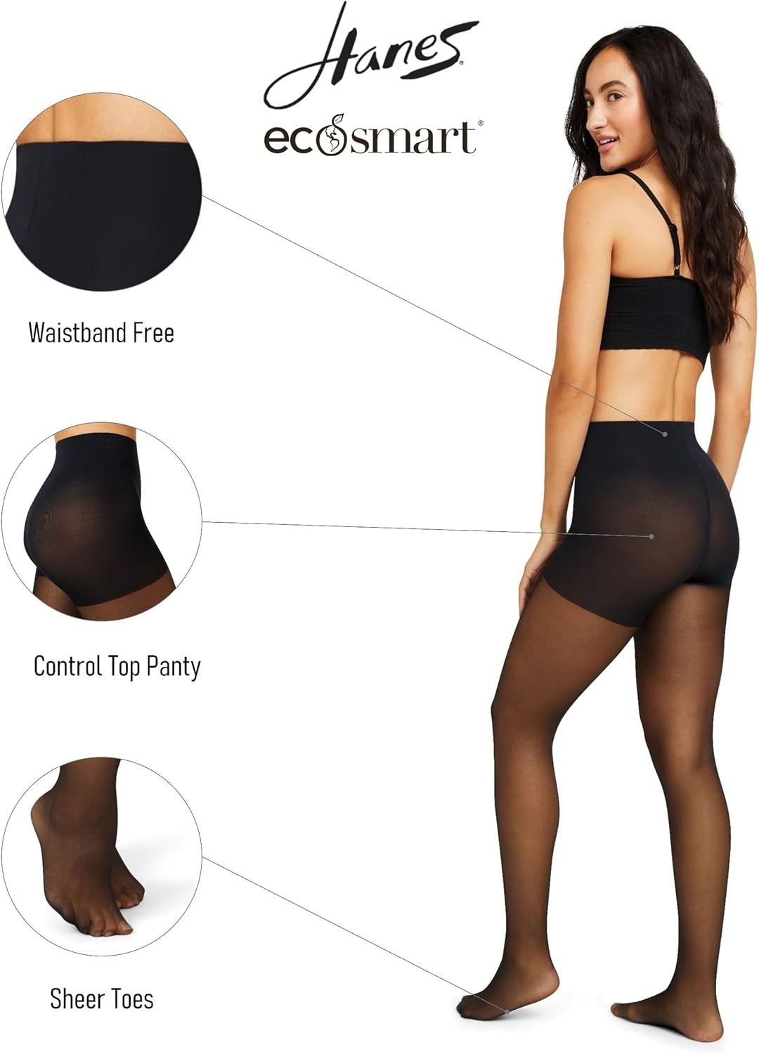 image:imageHanes Womens Hanes Ecosmart Sheer TightsBlack