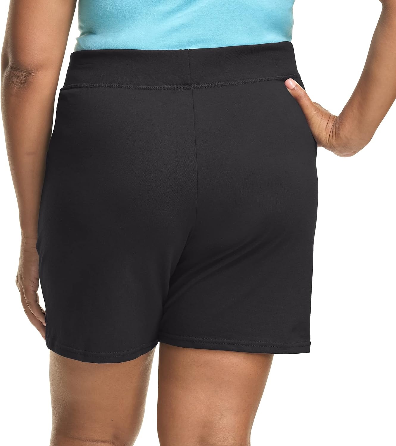 image:imageHanes Womens Just My Size Cotton Jersey Shorts Plus Size Pullon Gym Shorts 7 inches InseamBlack
