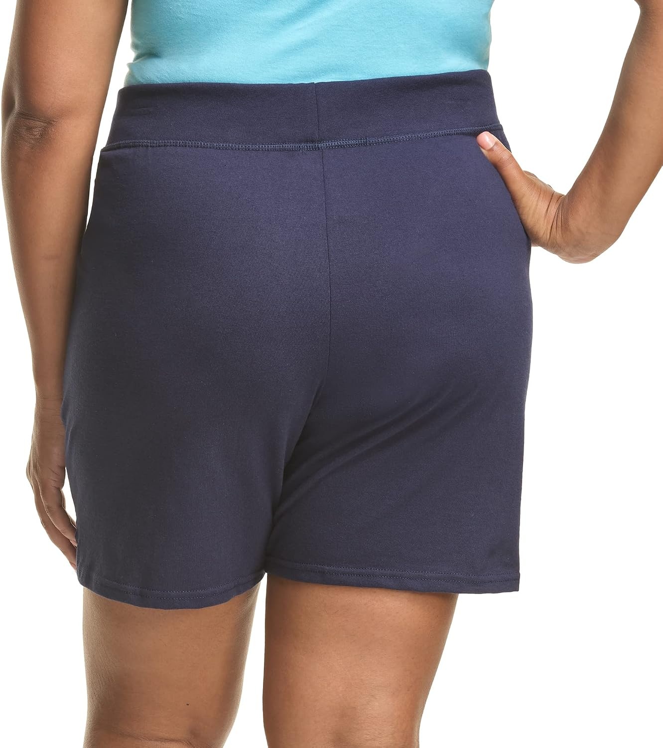 image:imageHanes Womens Just My Size Cotton Jersey Shorts Plus Size Pullon Gym Shorts 7 inches InseamNavy