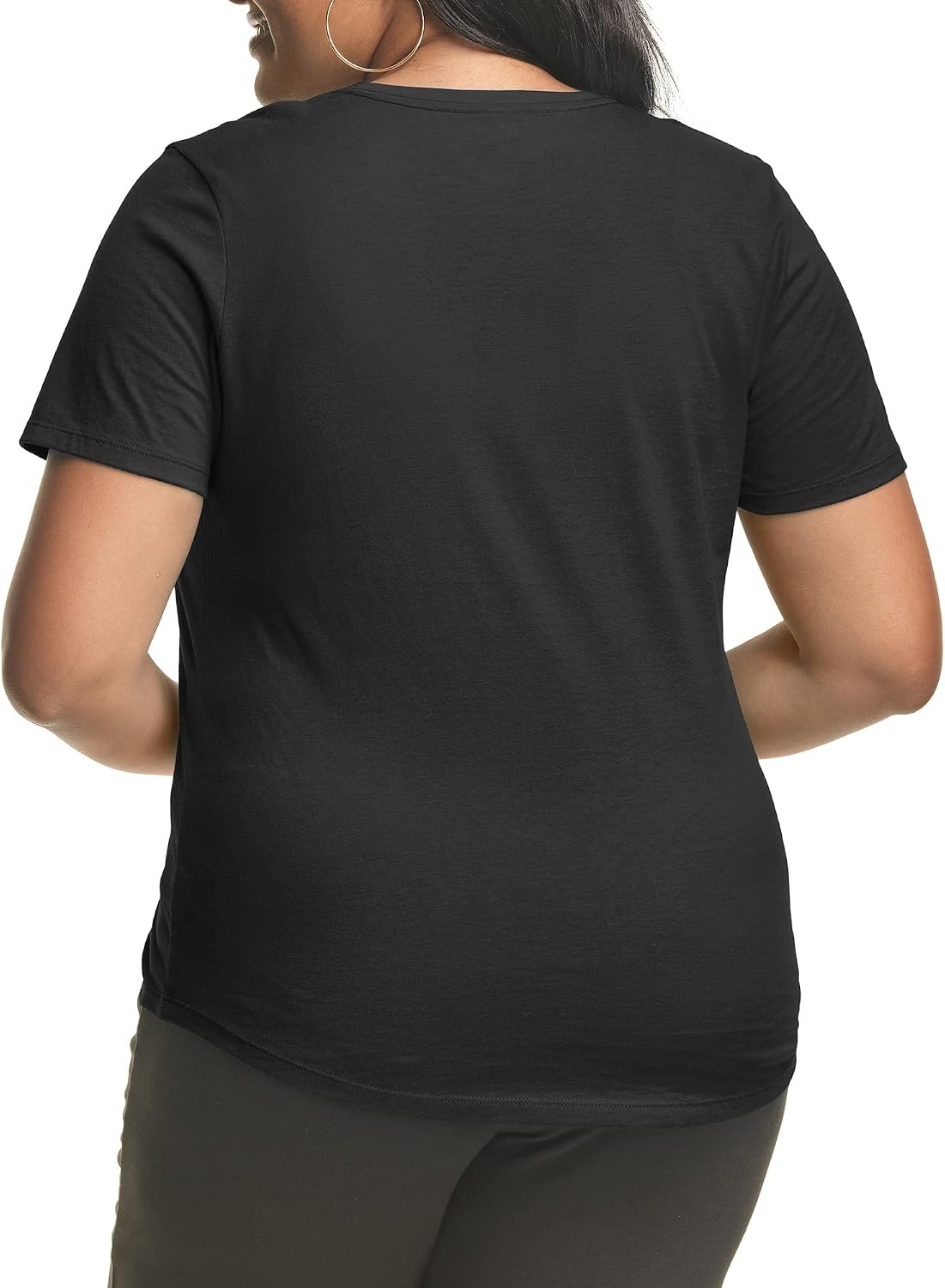 image:imageHanes Womens Just My Size Plus Size Cotton Jersey TShirt Short Sleeve VNeck TeeBlack