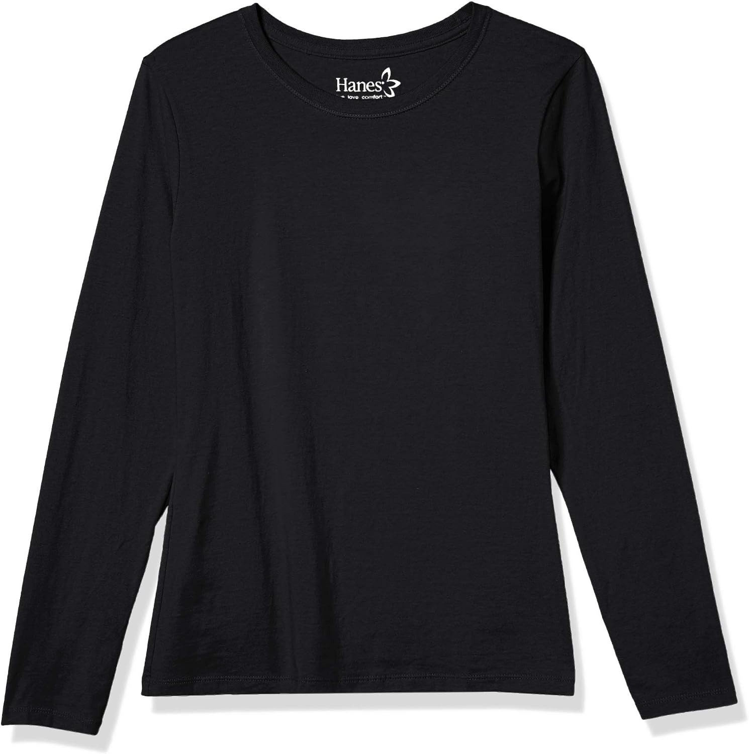 image:imageHanes Womens Long Sleeve Cotton TShirt Lightweight Crewneck and VNeck Tee for Women Modern FitEbony