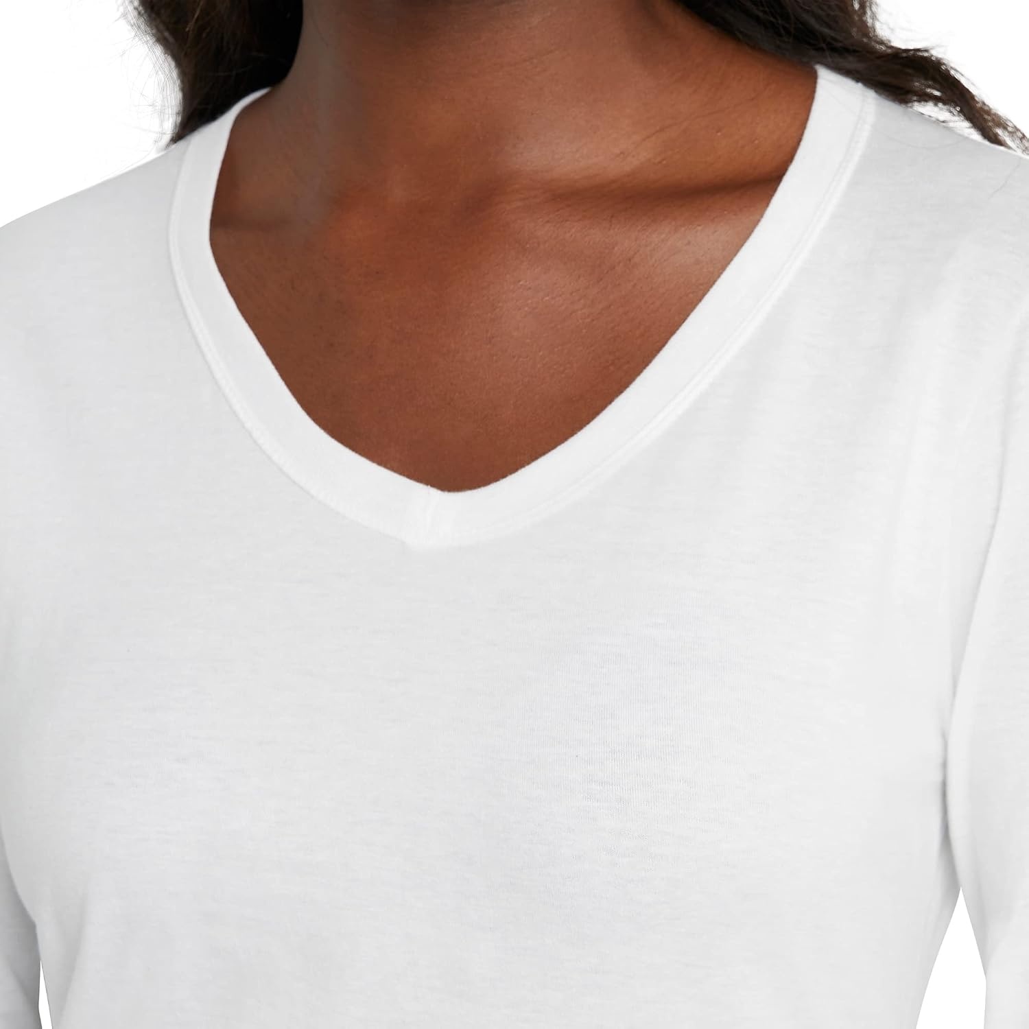 image:imageHanes Womens Long Sleeve Cotton TShirt Lightweight Crewneck and VNeck Tee for Women Modern FitWhite