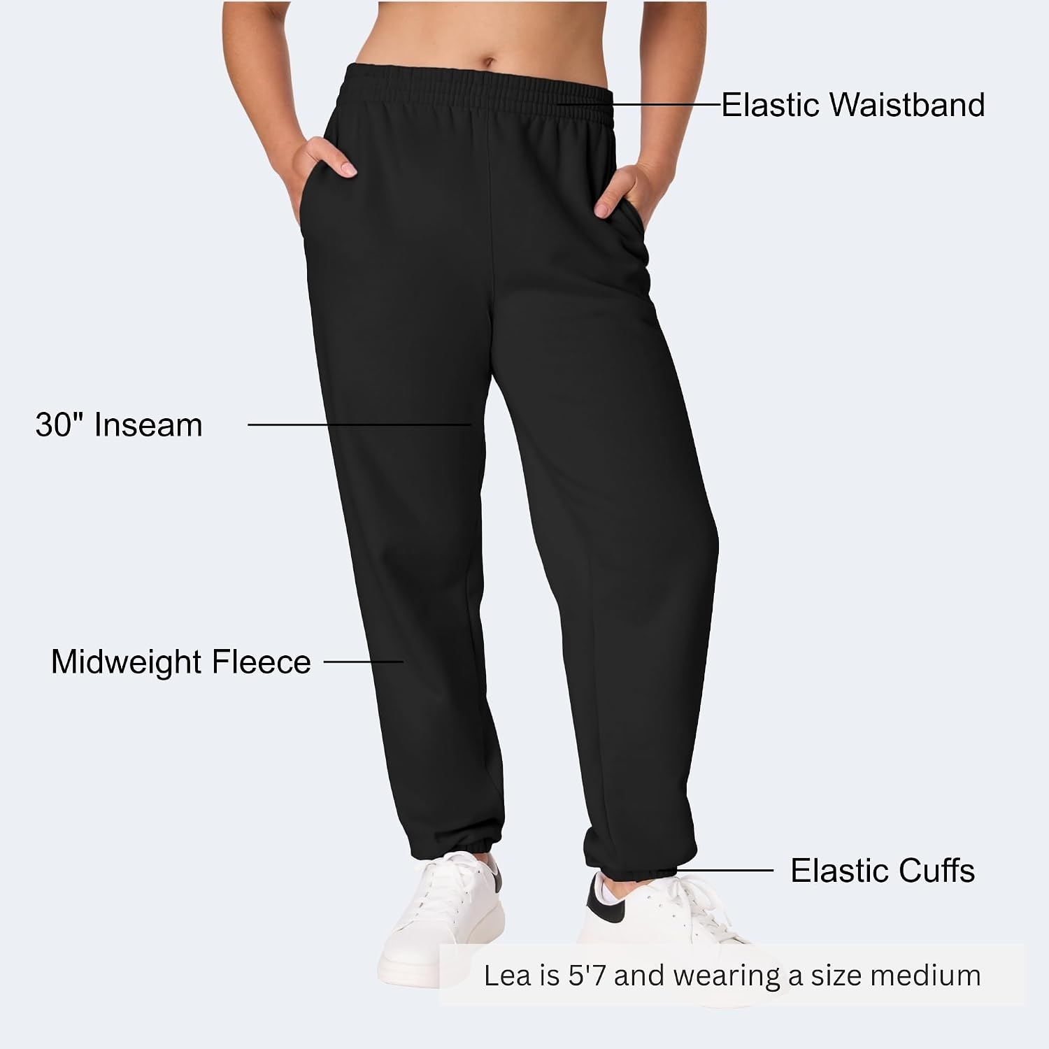image:imageHanes Womens Originals Midweight Fleece Joggers Sweatpants with Pockets 30 PlusBlack