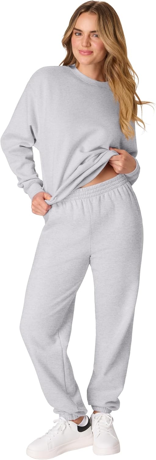 image:imageHanes Womens Originals Midweight Fleece Joggers Sweatpants with Pockets 30 PlusLight Steel