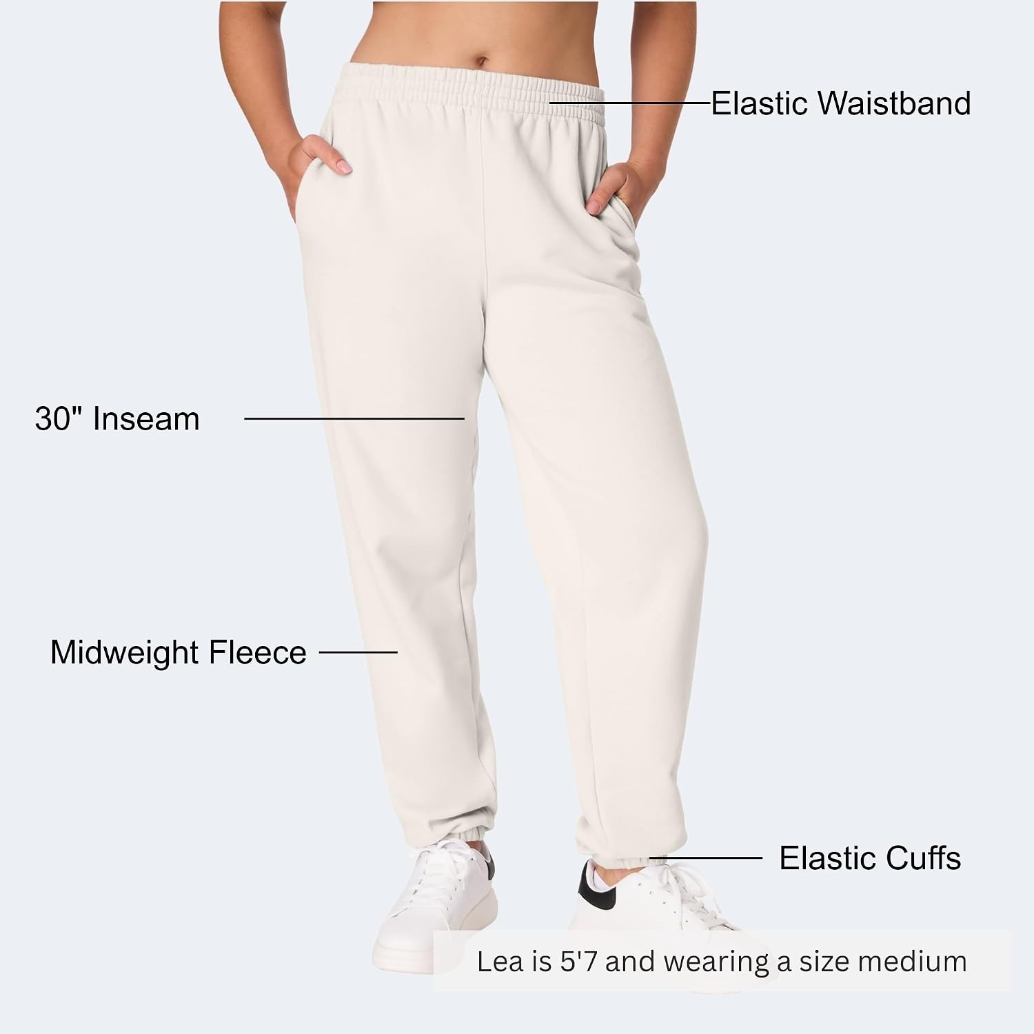 image:imageHanes Womens Originals Midweight Fleece Joggers Sweatpants with Pockets 30 PlusNatural