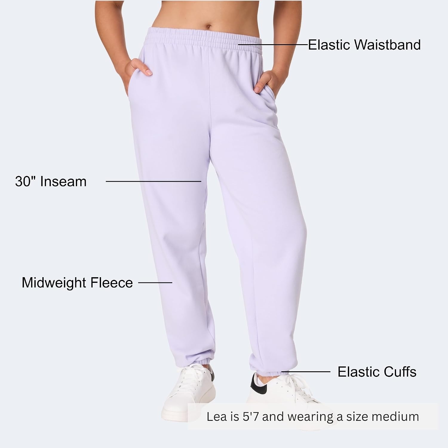 image:imageHanes Womens Originals Midweight Fleece Joggers Sweatpants with Pockets 30 PlusUrban Lilac