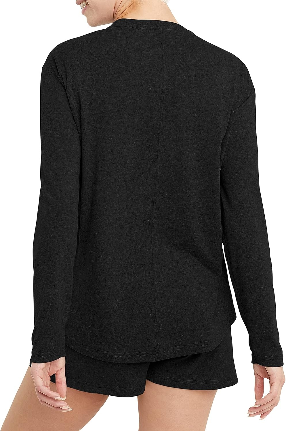 image:imageHanes Womens Originals TriBlend LongSleeve TShirt Crewneck Tee for Women Relaxed Fit Plus SizesBlack
