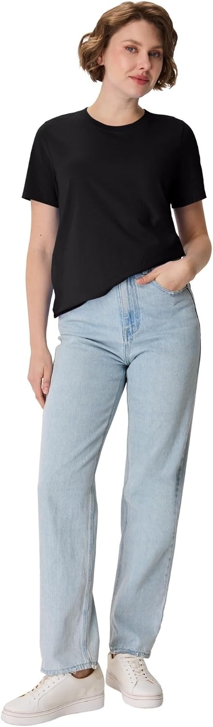image:imageHanes Womens PerfectT Crewneck TShirt Lightweight Cotton Short Sleeve Tee for WomenBlack