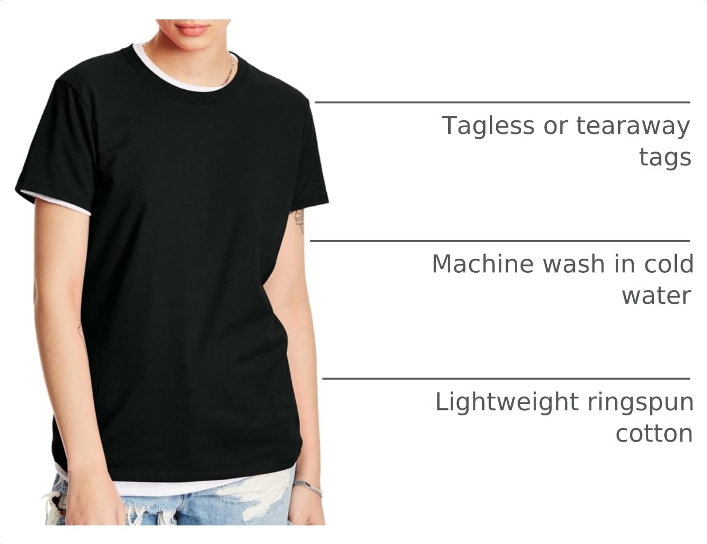 image:imageHanes Womens PerfectT Crewneck TShirt Lightweight Cotton Short Sleeve Tee for WomenBlack
