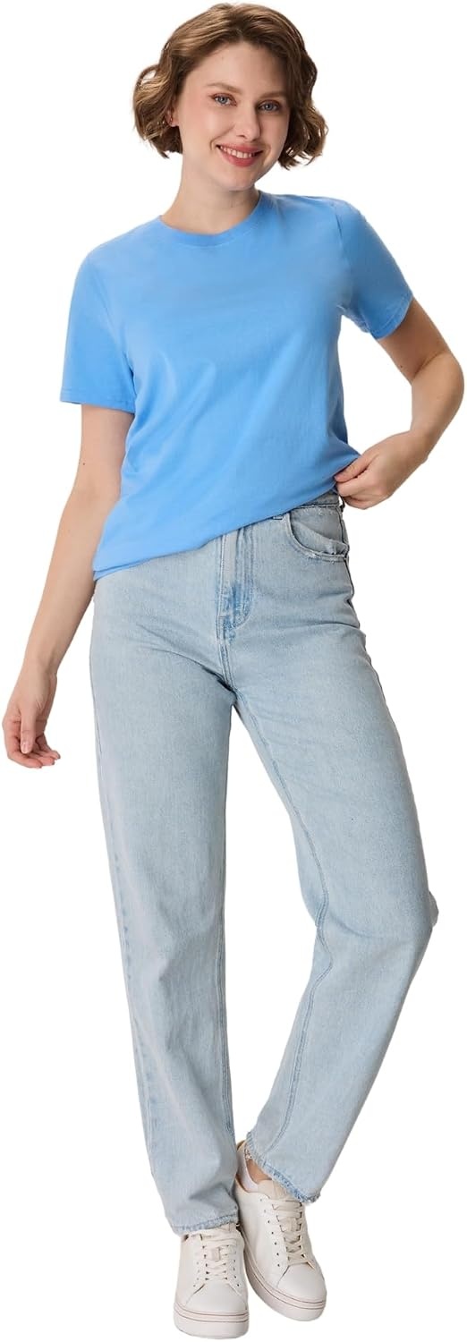 image:imageHanes Womens PerfectT Crewneck TShirt Lightweight Cotton Short Sleeve Tee for WomenCarolina Blue