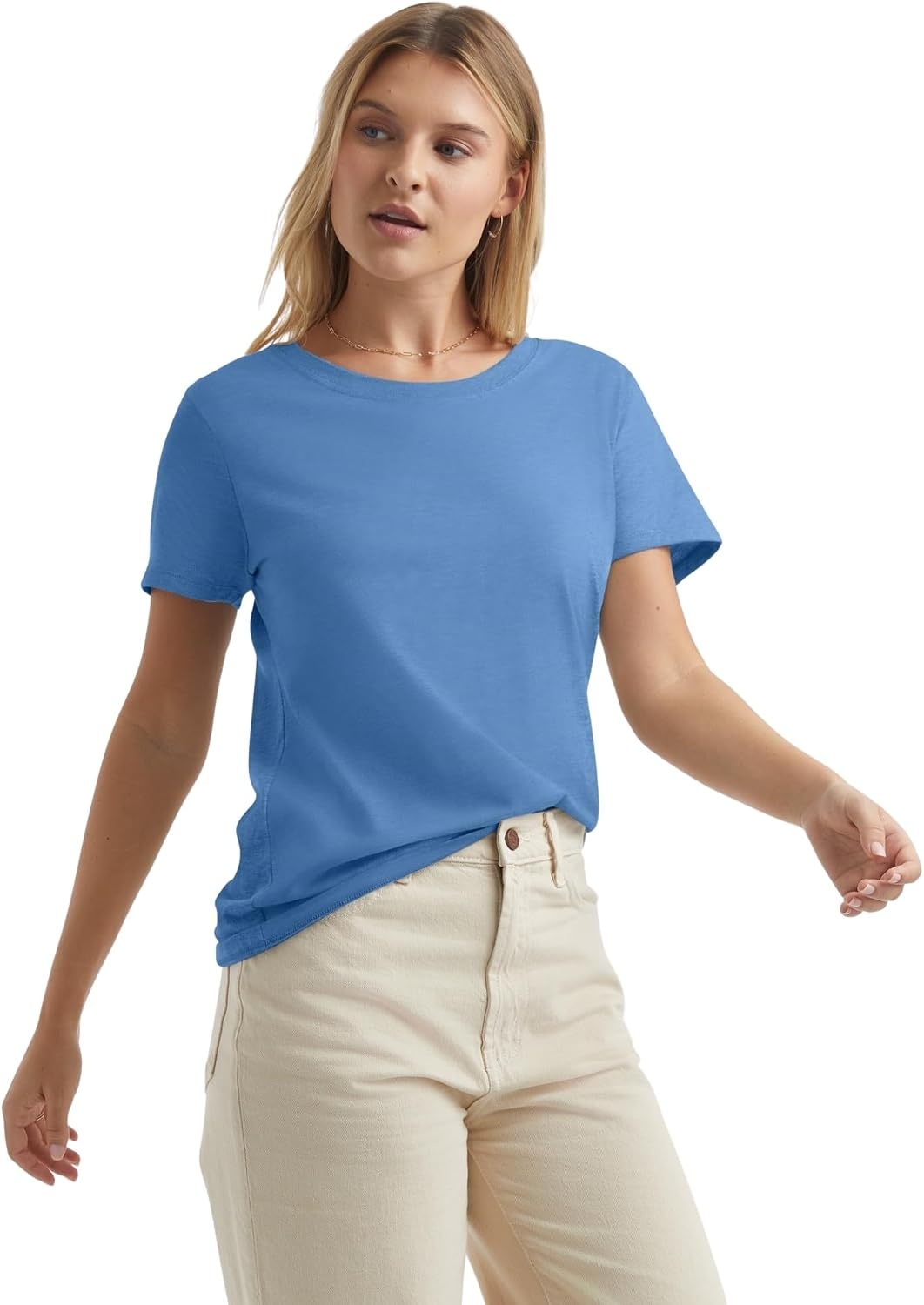 image:imageHanes Womens PerfectT Crewneck TShirt Lightweight Cotton Short Sleeve Tee for WomenCarolina Blue