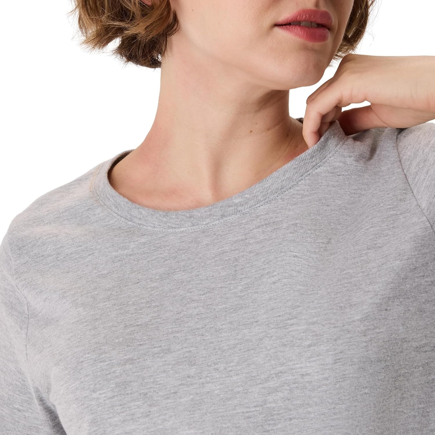image:imageHanes Womens PerfectT Crewneck TShirt Lightweight Cotton Short Sleeve Tee for WomenLight Steel
