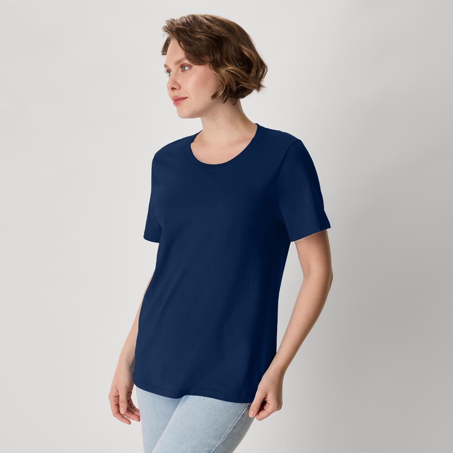 image:imageHanes Womens PerfectT Crewneck TShirt Lightweight Cotton Short Sleeve Tee for WomenNavy
