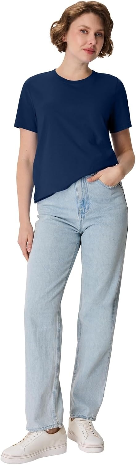 image:imageHanes Womens PerfectT Crewneck TShirt Lightweight Cotton Short Sleeve Tee for WomenNavy