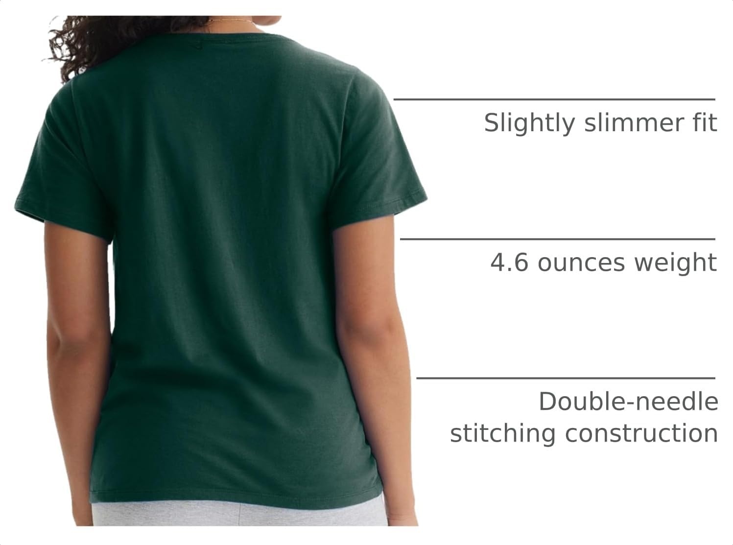 image:imageHanes Womens PerfectT Vneck Tshirt Cotton Short Sleeve Tee for Women 1 or 2PackDeep Forest