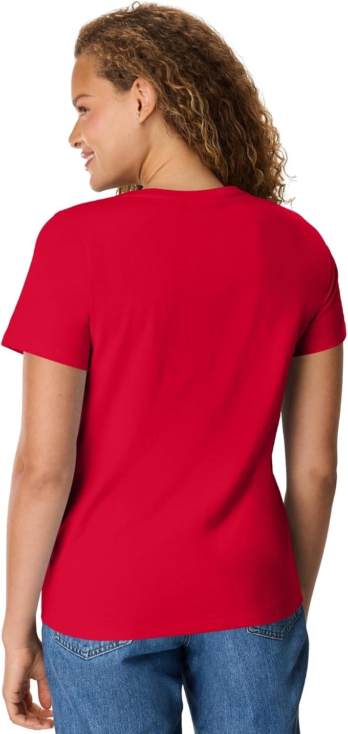 image:imageHanes Womens PerfectT Vneck Tshirt Cotton Short Sleeve Tee for Women 1 or 2PackDeep Red