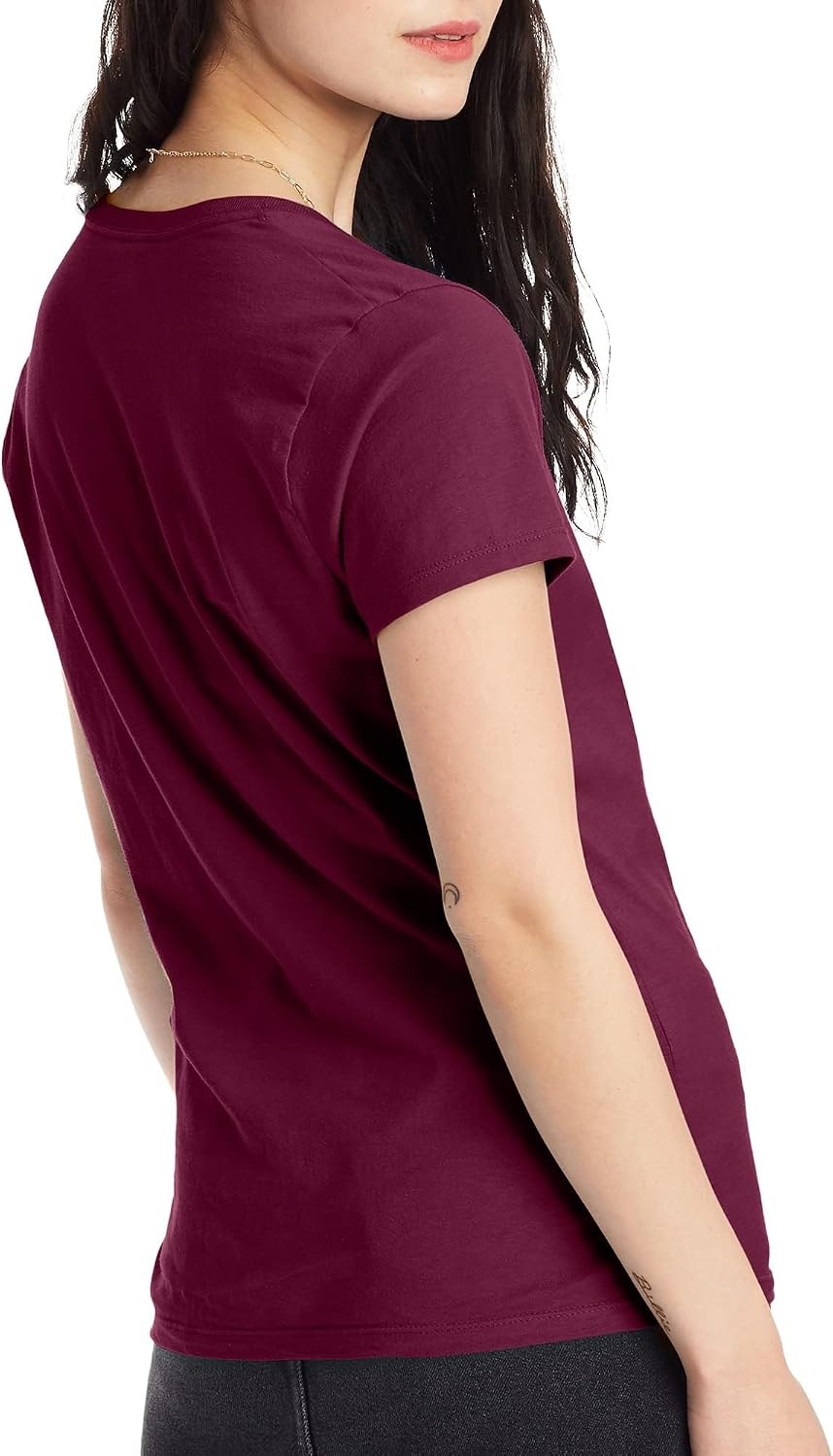 image:imageHanes Womens PerfectT Vneck Tshirt Cotton Short Sleeve Tee for Women 1 or 2PackMaroon