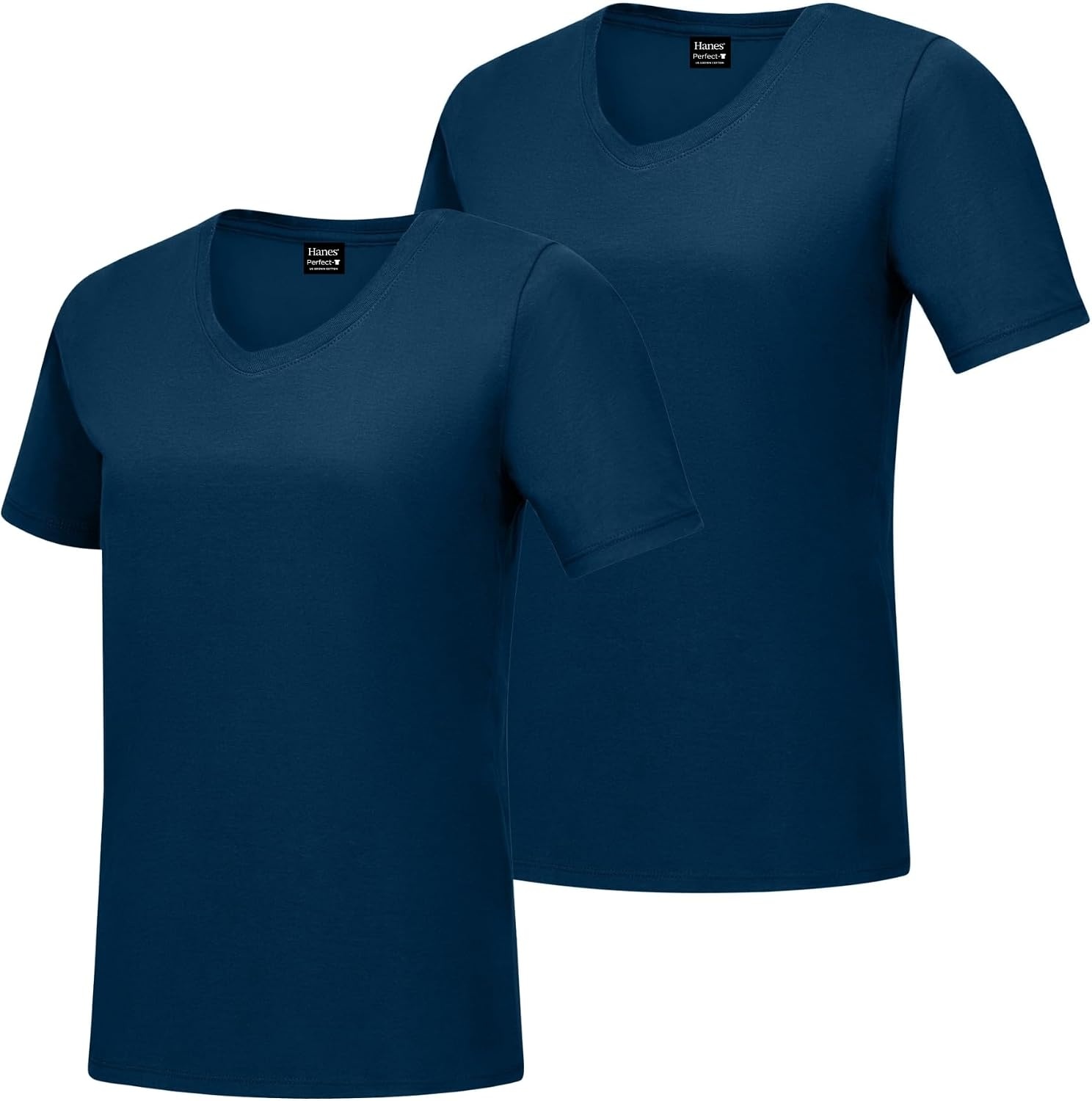 image:imageHanes Womens PerfectT Vneck Tshirt Cotton Short Sleeve Tee for Women 1 or 2PackNavy