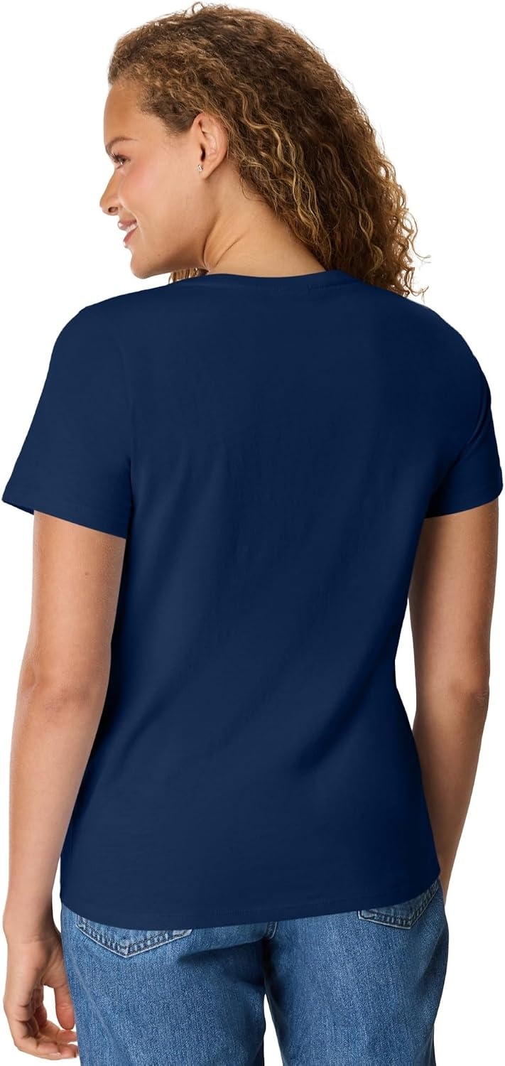 image:imageHanes Womens PerfectT Vneck Tshirt Cotton Short Sleeve Tee for Women 1 or 2PackNavy