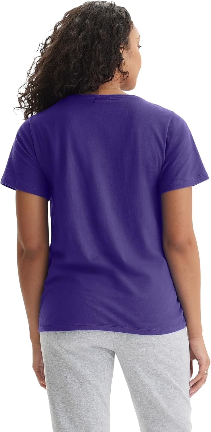 image:imageHanes Womens PerfectT Vneck Tshirt Cotton Short Sleeve Tee for Women 1 or 2PackPurple