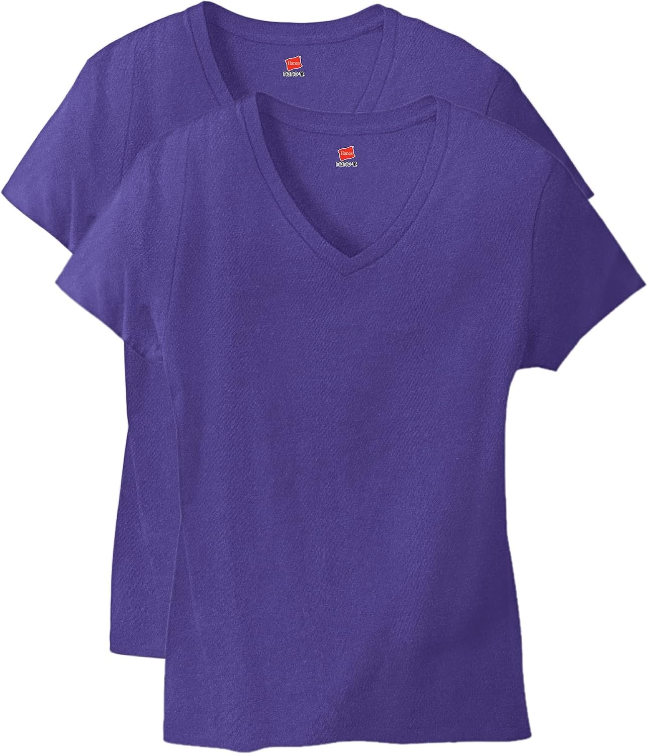 image:imageHanes Womens PerfectT Vneck Tshirt Cotton Short Sleeve Tee for Women 1 or 2PackPurple