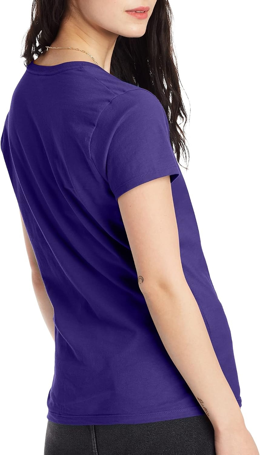 image:imageHanes Womens PerfectT Vneck Tshirt Cotton Short Sleeve Tee for Women 1 or 2PackPurple