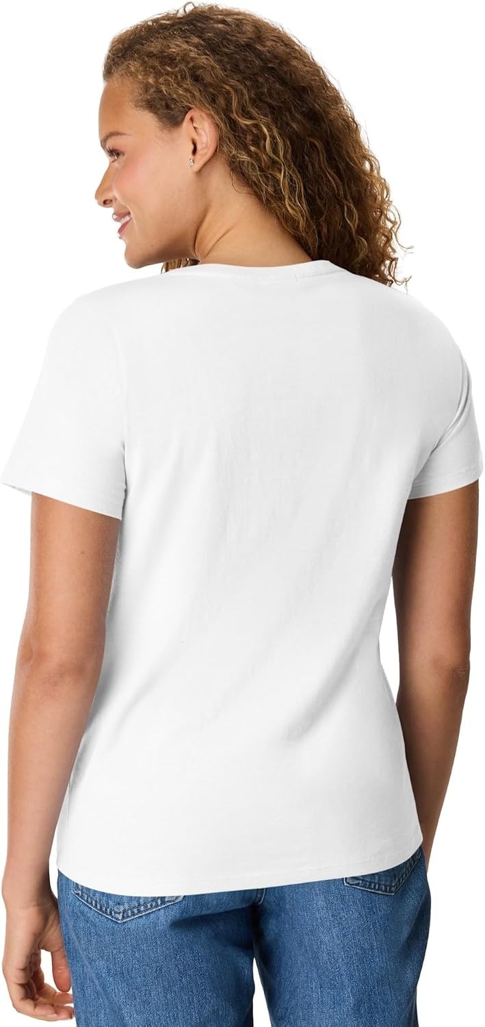 image:imageHanes Womens PerfectT Vneck Tshirt Cotton Short Sleeve Tee for Women 1 or 2PackWhite